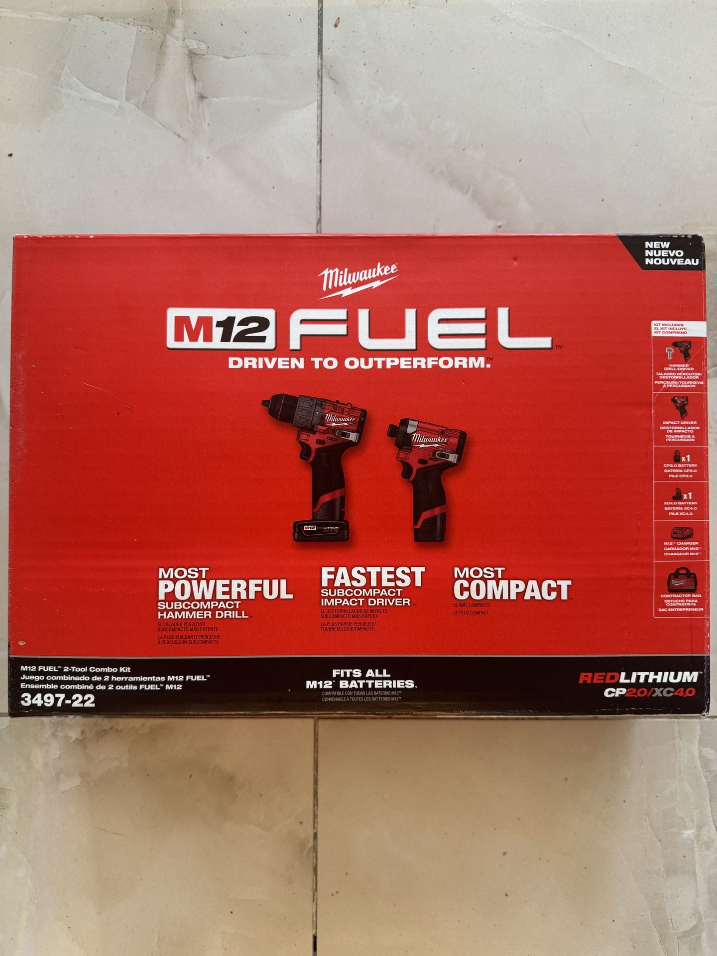 M12 FUEL Hammer Drill and Impact Driver Combo Kit w/2 Batteries 3497-22
