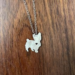 Yorkie Pendant On Silver Chain (.925)