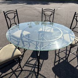Huge Round 55 inch Glass Dining Table Metal Legs Table only