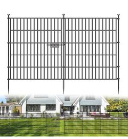 New 10 Panels No Dig Decorative Outdoor Garden Fence with Gate for Yard, 32 in(H) X 23.6 ft(L) Animal Barrier Fencing Rustproof Metal Wire Panel Borde