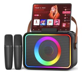 K26 Portable Karaoke Machine Bluetooth Speaker with 2 Wireless Microphones
