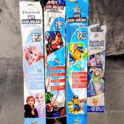 BRAND NEW BUNDE OF 4 KITES, 1 X-KITES TOY STORY 4 BUZZ LIGHTYEAR KITE & 3 EZBREEZY KITES, 22"  MARVELS IRON-MAN & 22" PAW PATROL CHASE 