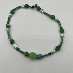 Green Shades Mixed Bead Necklace 