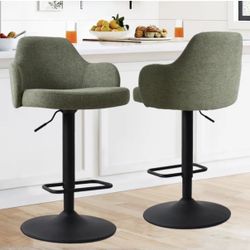 New Set Of Arce Swivel Upholstered Chairs In Hunter Green Adjustable Height