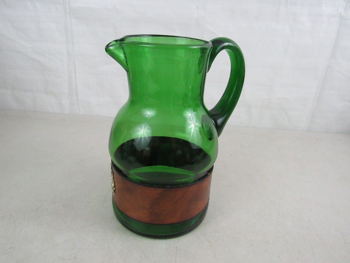 Providentiae Memor Emerald Green Glass Pitcher 9" Tall