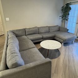 Grey Sectional Lounge - Large Modular sofa - Removable Covers - Chaise Love seat 