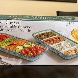 Stoneware Serving Trays Set Of 2