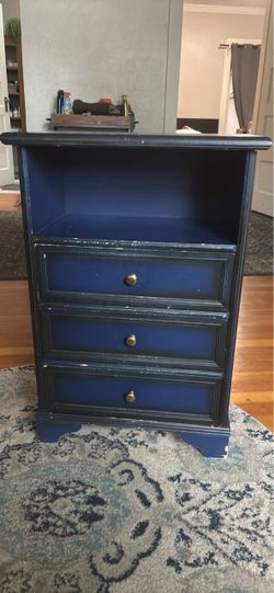 Blue 3-Drawer Nightstand / Bedside Table