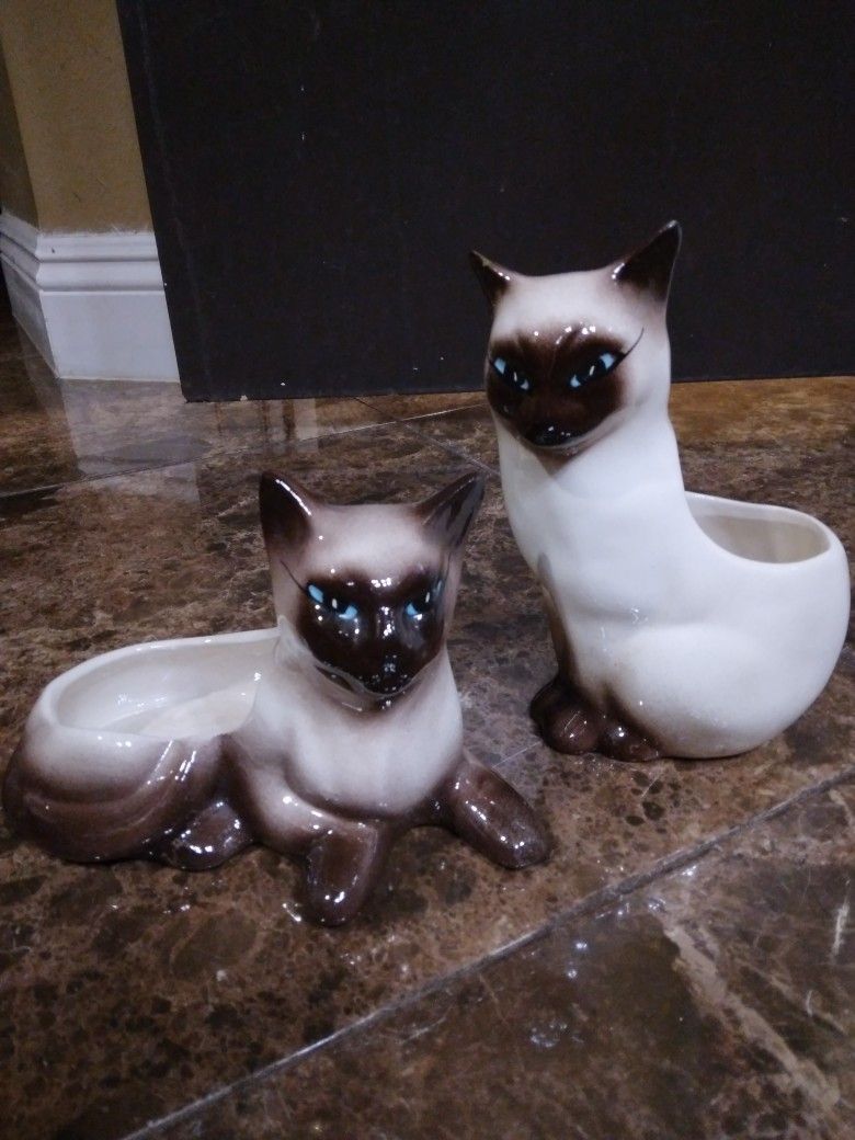 Vintage Siamese Cat Planters