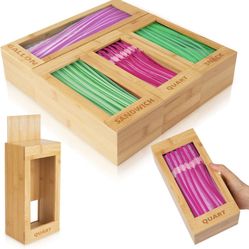 Bamboo Ziplock Bag Organizer ( Brand New )