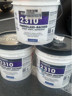 4-gallon buckets of Roberts 2310 Fiberglass-Backed Sheet Vinyl Adhesive