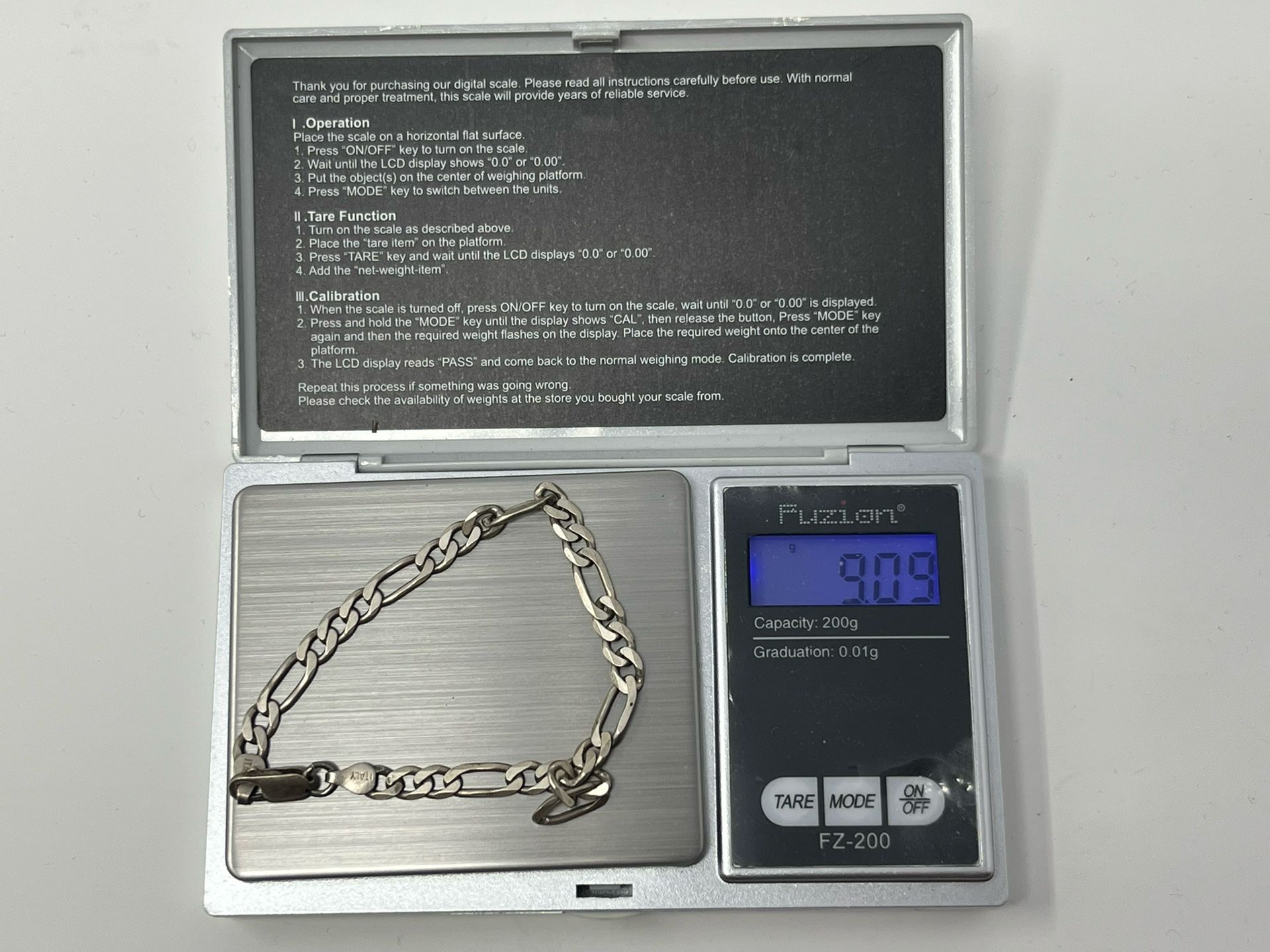 Mens Italian Sterling Silver Bracelet- 9 Grams