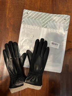 NEW Black Leather Gloves Size 6 1/2