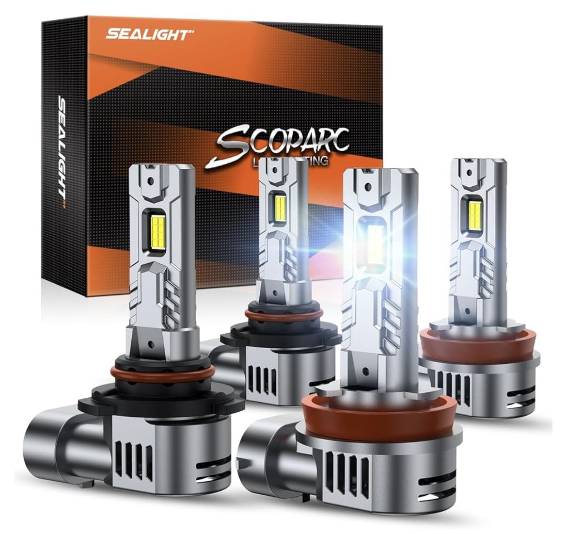 SEALIGHT 9005/HB3 H11/H9/H8 Fog Bulbs Combo, 60000LM with 14000RPM Cooling Fan
