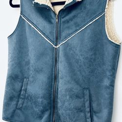 Legacy Falls Vest Teal Sherpa Lined Faux Suede Women’s Sz Medium