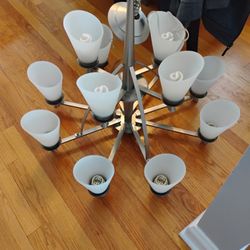 12 Porcelain Lights Chandelier  34 Wide 24”tall 8” Chain 