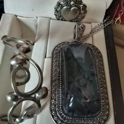 Silver Pieces Bracelet Necklace And Charm $20 Mexico