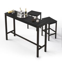 Humphrey 55 in. Black Plastic HDPS Outdoor Bar Table Patio Waterproof Pub Height Dining Table For Balcony Indoor 2-pack