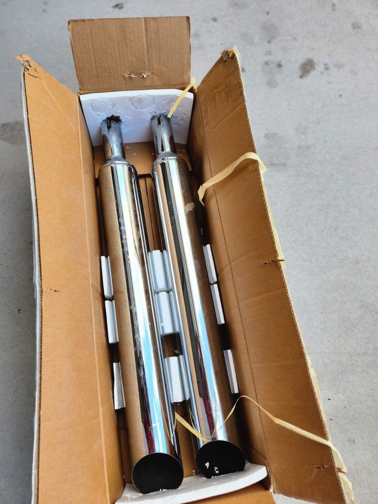 Harley Touring Chrome Slash Cut Mufflers 64910-99 95-01 Road King Electra Glide