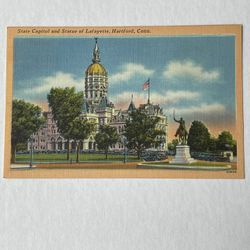 Unposted Postcard State Capitol And Statue Of Lafayette, Hartford, Conn