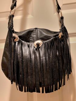 LEATHER PURSE, WITH FRINGE: Biker Style, Western, or Whatever You Want it to Be. Good Condition. Lots of Life Left!
