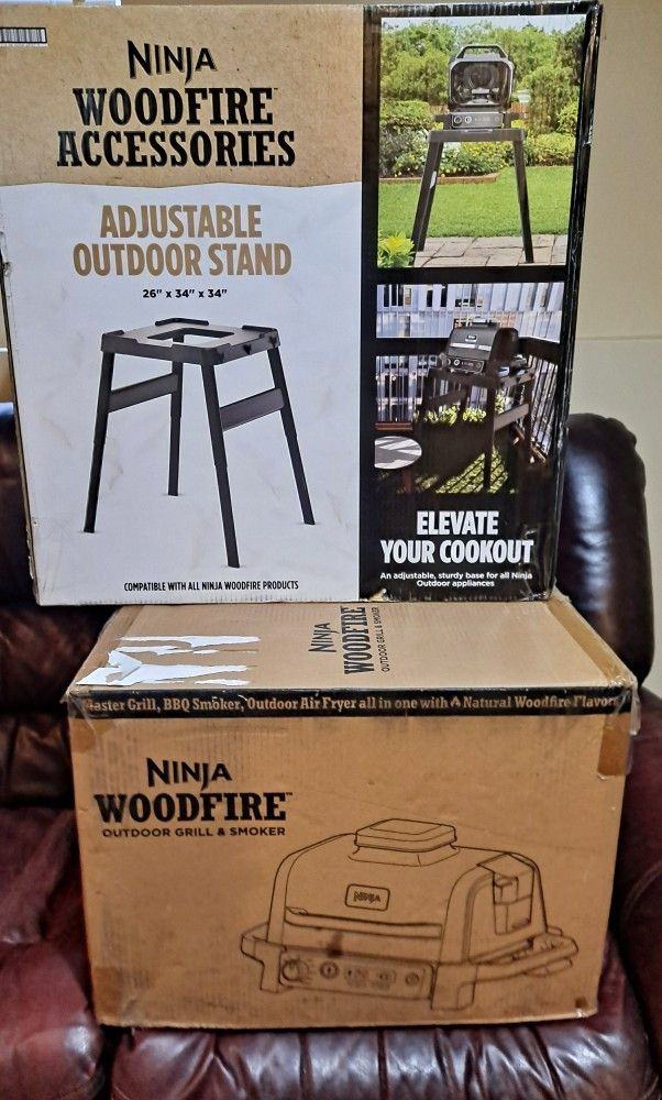 Ninja Woodfire Outdoor Grill/Smoker/Air Fryer + Adjustable Stand