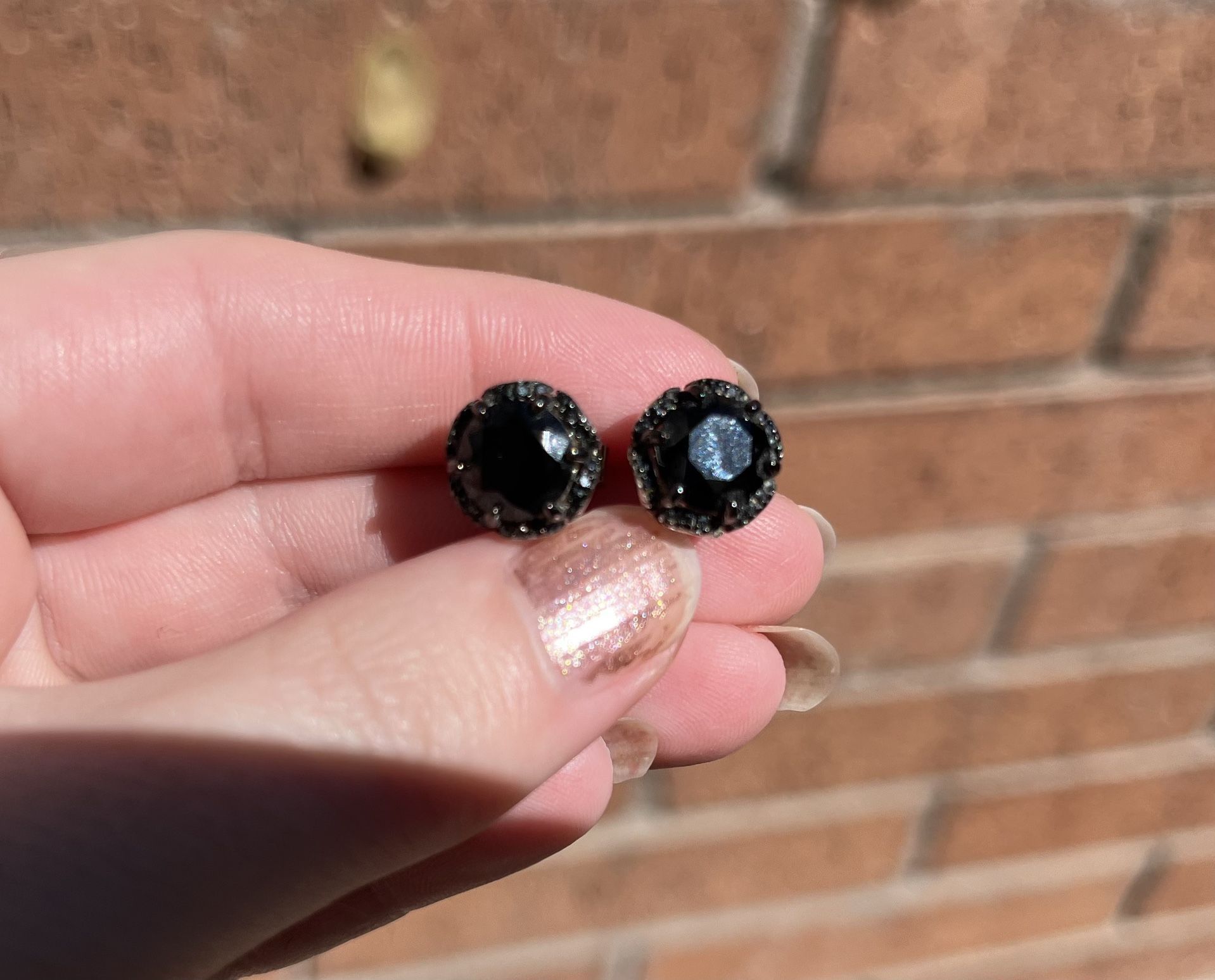 Black Spinel Stud Earrings