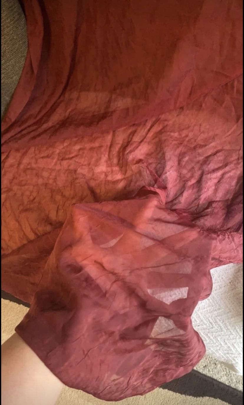 6 sheer burgundy curtain panels