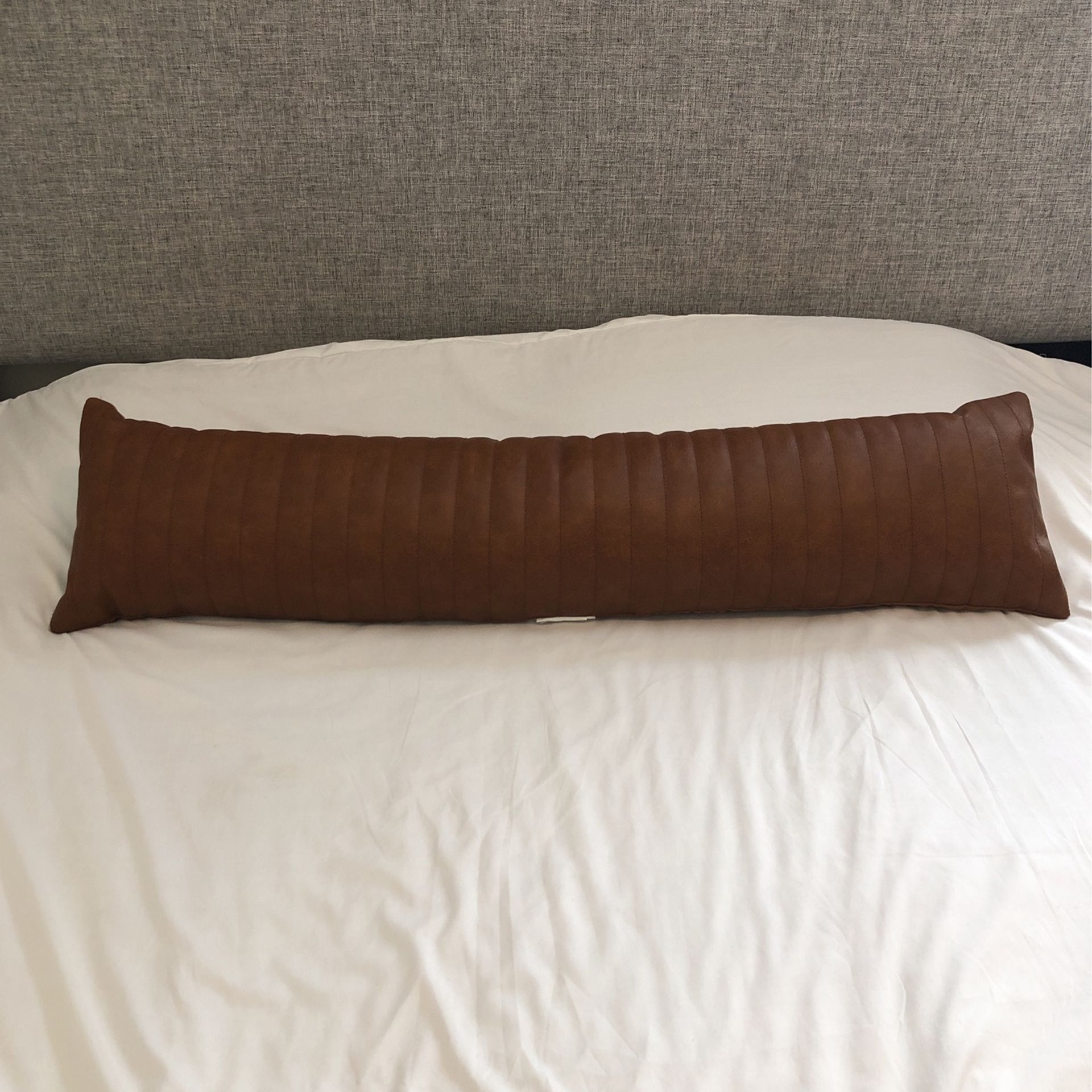 Brown Faux Leather Lumbar/ Body Pillow - Project 62