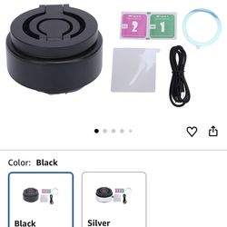 Respicefinem Magnet Phone Holder Electric Magnetic Suction Car Mount 360 Degree Rotating Vacuum Adsorption 3 Section Folding for Desk Silver (Black) W