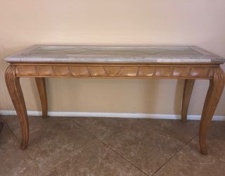 Entry table. Granite with beveled glass.
