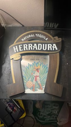 Vintage Herradura Natural Tequila Advertising Sign/Mirror, Horseshoe