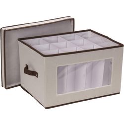Household Essentials Stemware Storage Box, Windowed Storage with Lid
