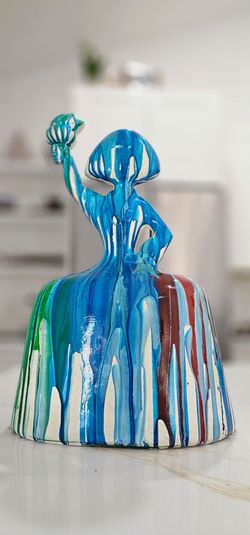 Antonio Azzato Menina Sculpture – Hand Painted Signed Art Piece