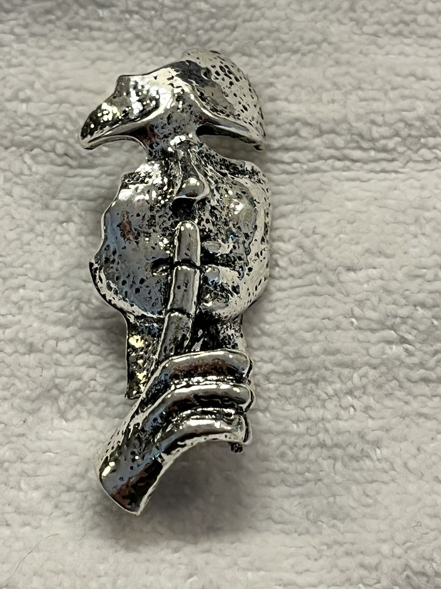 Very Cool Silver Toned Half Face Broach Pin 