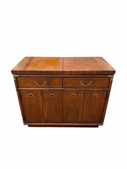 Vintage Drexel Accolade II Campaign Flip Top Dry Bar Server Cabinet 1970s