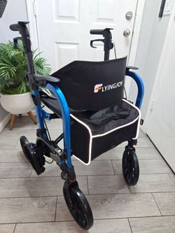 FlyingJoy 2-in-1 Lightweight Rollator Walker and transport chair
