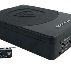 Rockville SS10P 800W Slim Under-Seat Active Car/Truck Subwoofer, Built-in Amp, Wired Remote Bass Knob, Cast Aluminum, for Car Audio Upgrades
