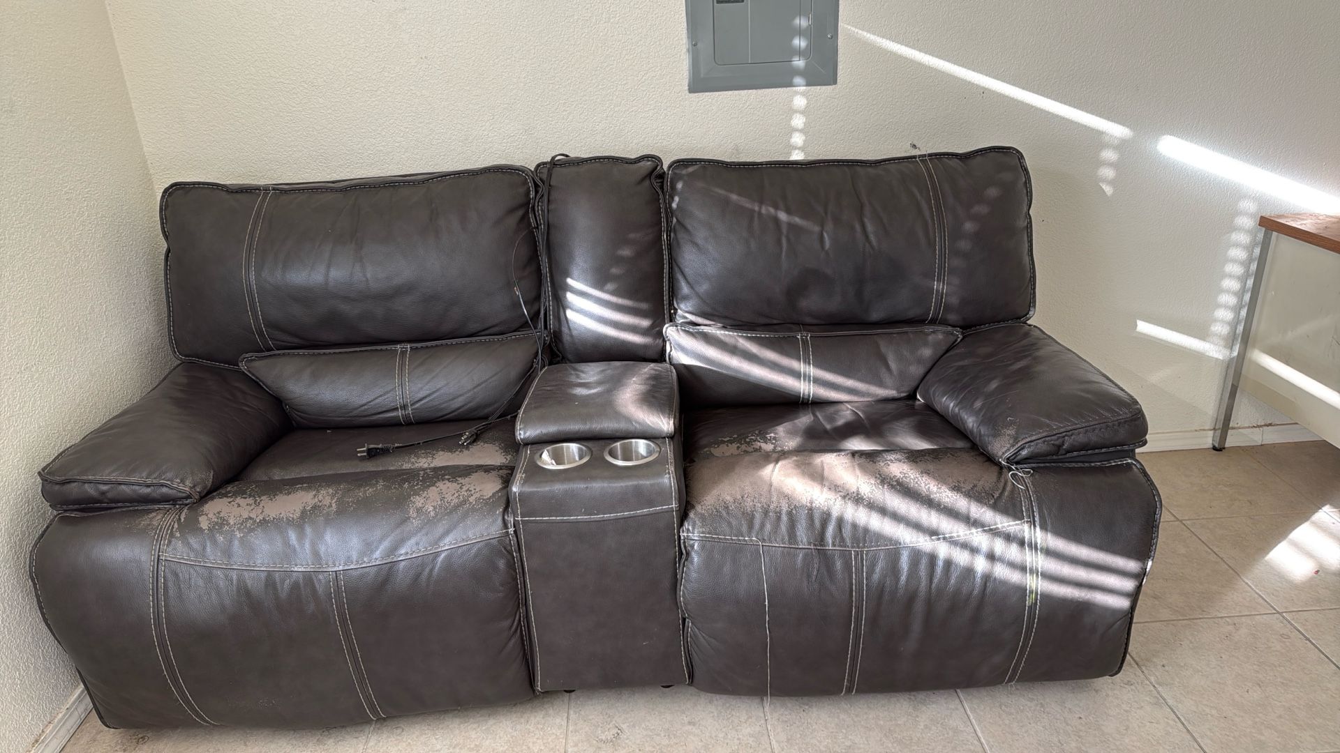 Faux Leather Reclining Love Seat