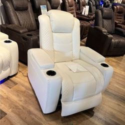 PARTY TIME POWER WHITE RECLINER