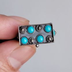 Turquoise And Sterling Poison Ring