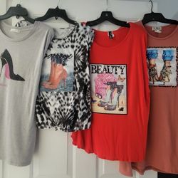 All 4 Bedazzled High-Heel Graphic Womens Shirts