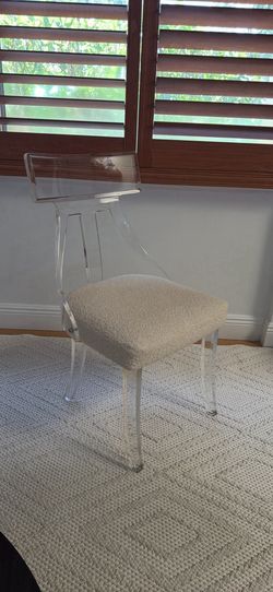 Newly Upholstered Lucite Klismos Occasional Chair