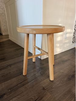 ACCENT STOOL WOOD NATURAL BROWN