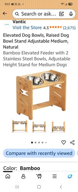 Vantic Elevated Bamboo Dog Bowl Stand