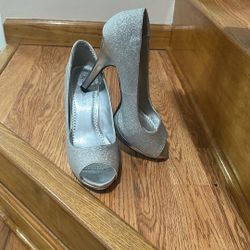 Silver Glitter Heels