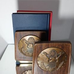 Vintage Brass - Teawood Eagle Bookends 7"×3.5" - EB