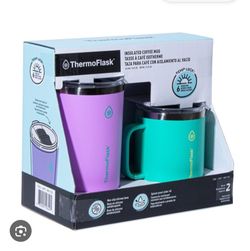 Thermo flask Coffee and Mug Set purple and Green