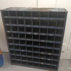 Huge vintage industrial storage, xl trinket/collection shelf