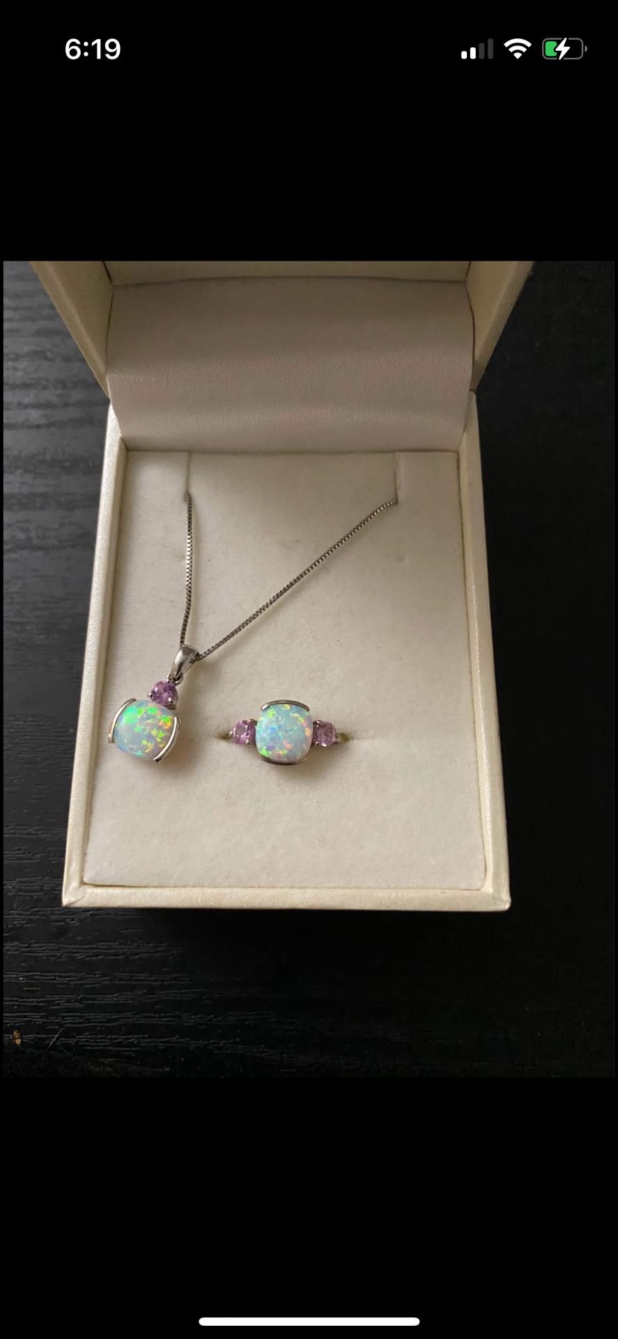 Opal Ring And Necklace Set